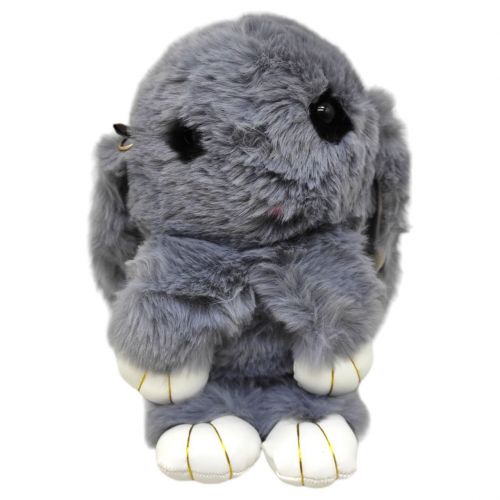 Мʼяка іграшка-рюкзак "Кролик" (сірий) фото