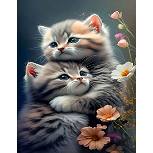 Алмазна мозаїка, на рейках "Милі кошенята" 40х50 см фото