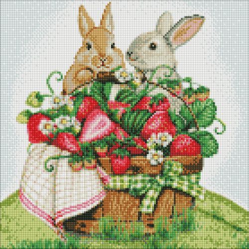 Алмазна мозаїка "Кролики на пікніку"  40х40 см фото