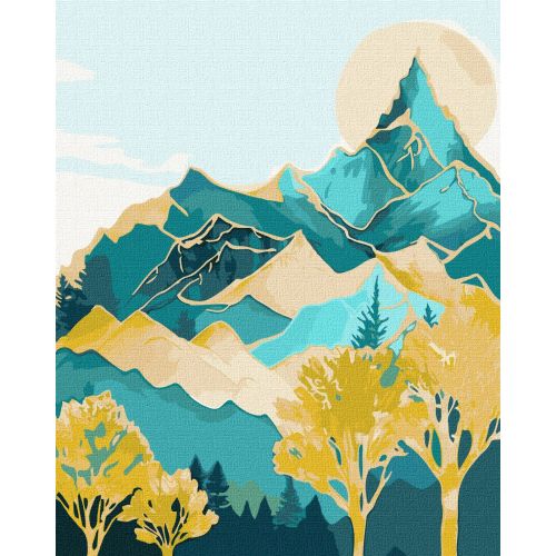 Картина за номерами з фарбами металік "Гірські вершини" 40х50 см фото