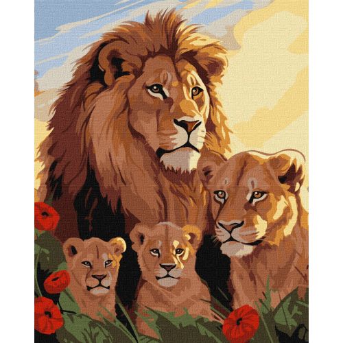 Картина за номерами "Родина левів" 40х50 см фото