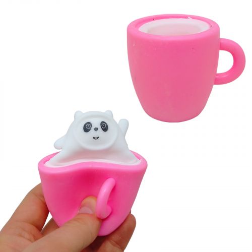 Іграшка-антистрес "Панда в чашці" (рожевий) фото