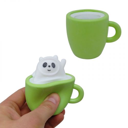Іграшка-антистрес "Панда в чашці" (зелений) фото