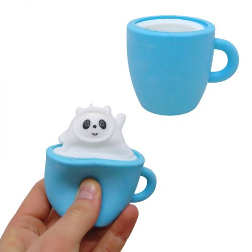 Іграшка-антистрес "Панда в чашці" (блакитний) фото