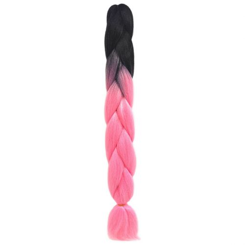 Канекалон двухцветный, 60 см (розовый + черный) фото