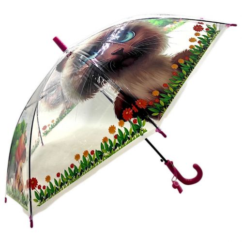 Детский зонт-трость "Котик в цветах" (66 см) фото