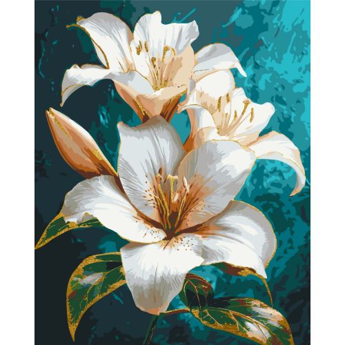 Картина за номерами Квіти.  Водяна лілія з фарбами металік  40*50 см Орігамі LW 3294 фото