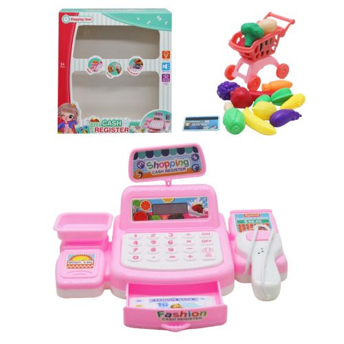Игровой набор "Касса с набором продуктов", розовая. фото