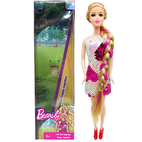 Кукла в платье с пайетками (блондинка в малиновом) фото