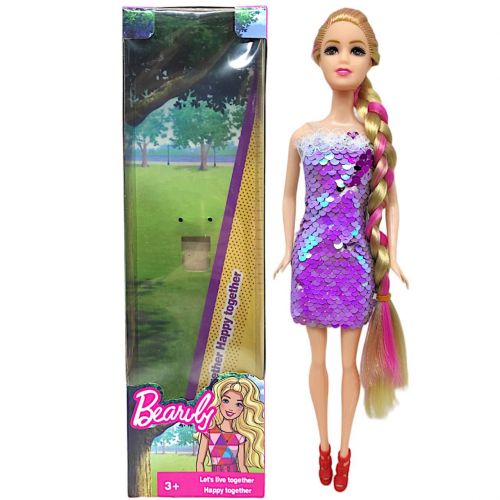 Кукла в платье с пайетками (блондинка в сиреневом) фото