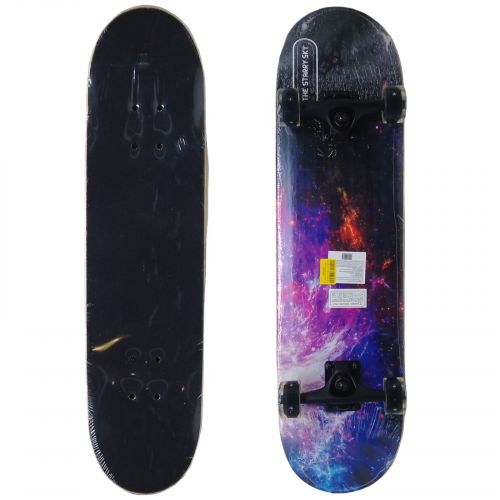 Скейт деревянный с принтом, космос фото