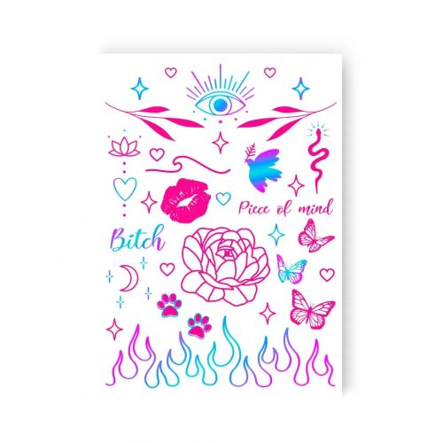Временные тату-перебивки "Pink mood голограмма" фото
