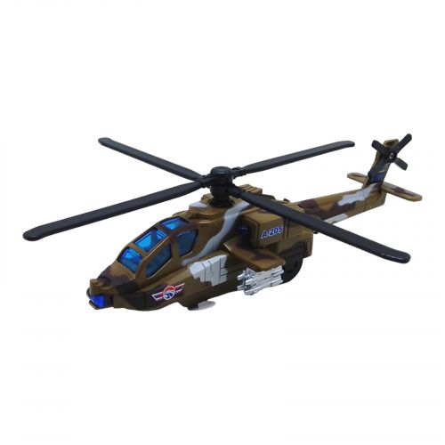 Вертолет военный, инерционный, металлический (хаки) фото