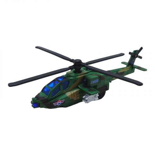 Вертолет военный, инерционный, металлический (зеленый) фото