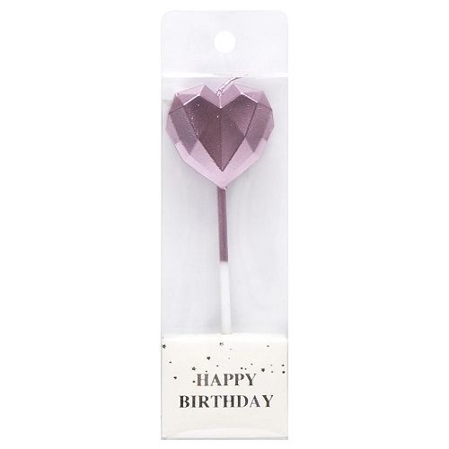 Свічка для торта "Серце", 10 см, рожева фото