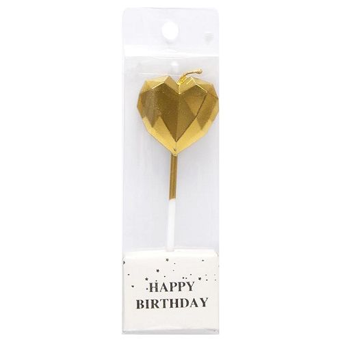 Свічка для торта "Серце", 10 см, золотиста фото