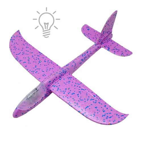 Пінопластовий планер-літачок, 48 см, зі світлом, рожевий фото
