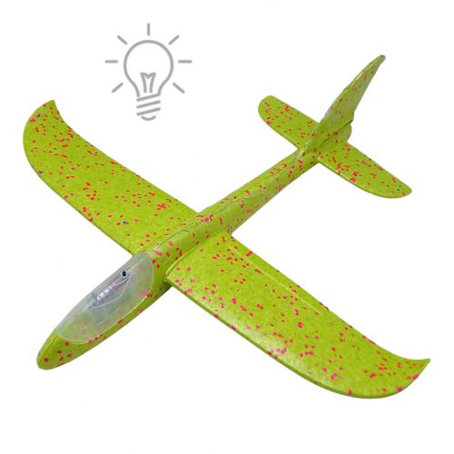 Пінопластовий планер-літачок, 48 см, зі світлом, салатовий фото