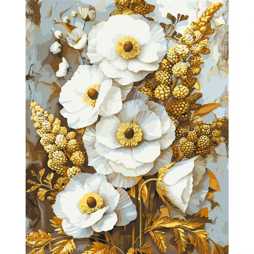 Картина за номерами Благородні квіти з фарбами  металік 40*50 см Орігамі LW 3336 фото
