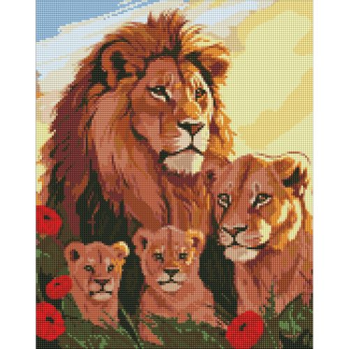 Алмазна мозаїка "Родина левів" 40х50 см фото