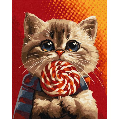 Картина по номерам "Котик с конфетой" 40х50 см фото