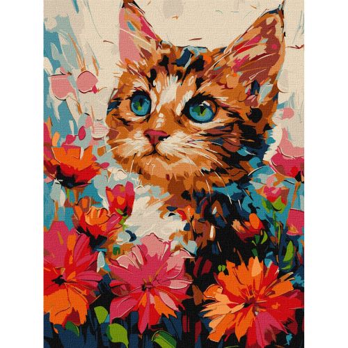 Картина за номерами "Котик у квітах" 30х40 см фото