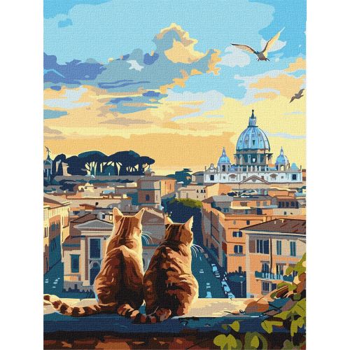 Набір для розпису по номерах "Котики у Римі" 30х40см фото