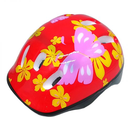 Дитячий захисний шолом для спорту, квіти (червоний) фото