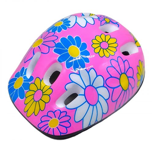 Детский защитный шлем для спорта, цветы (розовый) фото