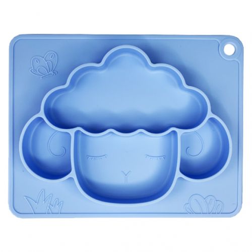 Силиконовая тарелка-коврик "Баранчик", голубой фото