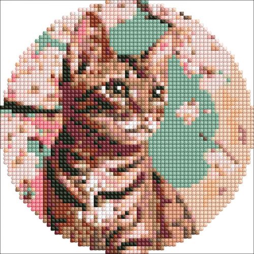Алмазна мозаїка на круглому підрамнику "Чарівне кошеня", 19 см фото