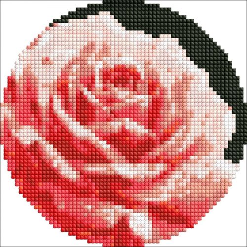 Алмазная мозаика на круглом подрамнике "Совершенная роза", 19 см фото