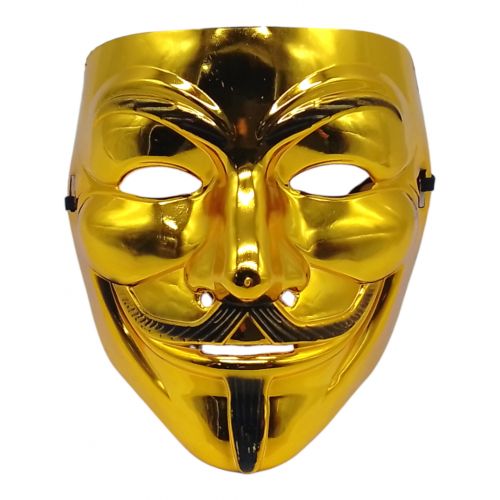 Маска Гая Фокса (Анонімус) на резинці (золотиста) фото