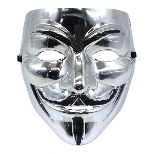 Маска Гая Фокса (Анонімус) на резинці (срібляста) фото