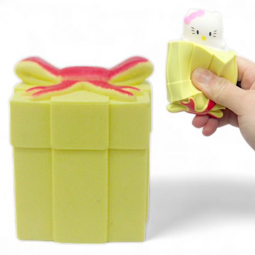 Игрушка-антистресс "Hello Kitty в подарке" (желтый) фото