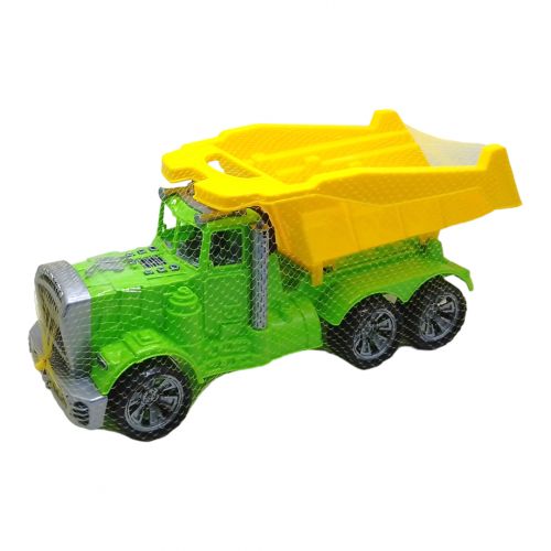 Машинка пластиковая "Самосвал откидной" (слатовый + желтый) фото