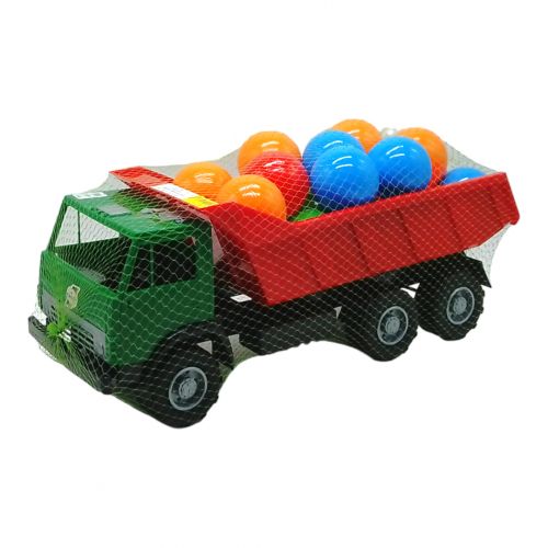 Машинка "Самоскид" з кульками (зелена + червона) фото