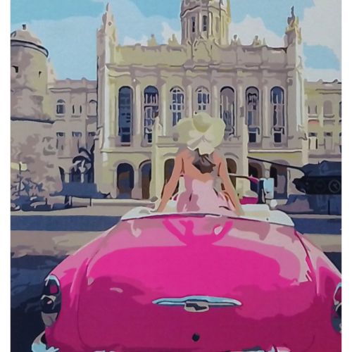Картина по номерах "Рожеве авто" 40х50 см фото