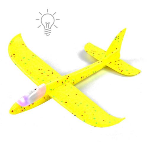 Пенопластовый самолет пенолет, 48 см, со светом (желтый) фото