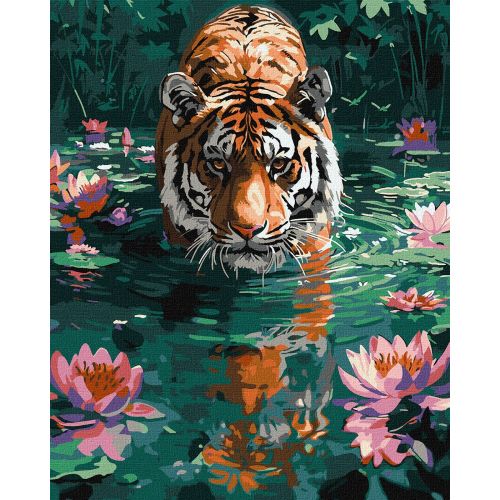 Картина по номерах "Тигр на полюванні" 40х50 см фото