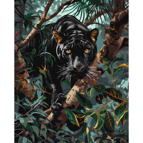 Картина по номерам с красками металлик "Грациозная пантера" 40х50 см фото