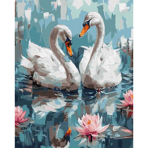 Картина по номерам "Влюбленные лебеди" 40х50 см фото