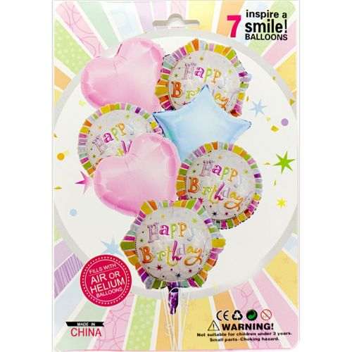 Набір кульок FBS-98 "Happy Birthday" кольоровий 7шт. фото