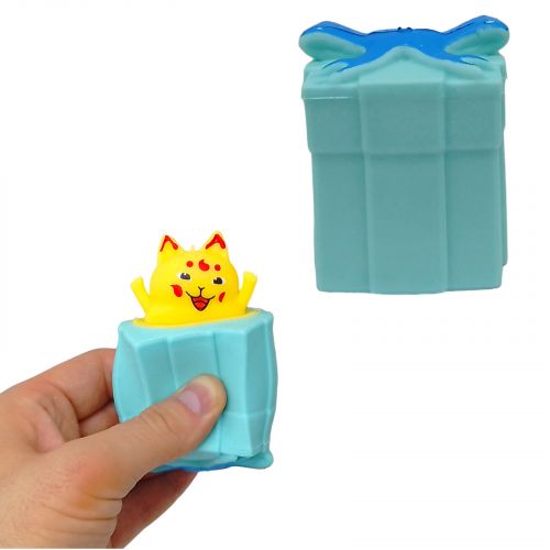 Іграшка-антистрес "Котик у подарунку", блакитний фото