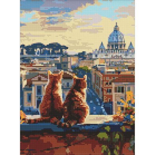 Набір з алмазною мозаїкою без підрамника "Котики у Римі" 30х40см фото