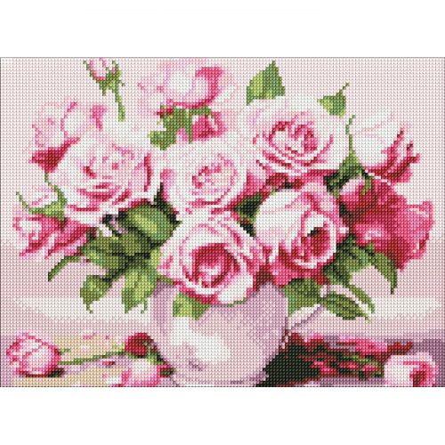 Набір з алмазною мозаїкою "Рожеві троянди" 30х40см фото
