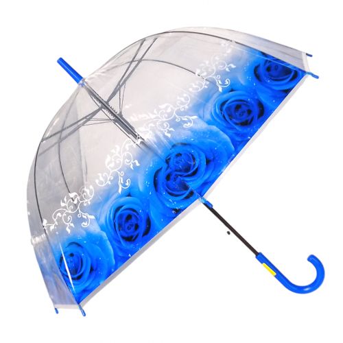 Зонтик трость (прозрачный) "Розы", фиолетовый фото