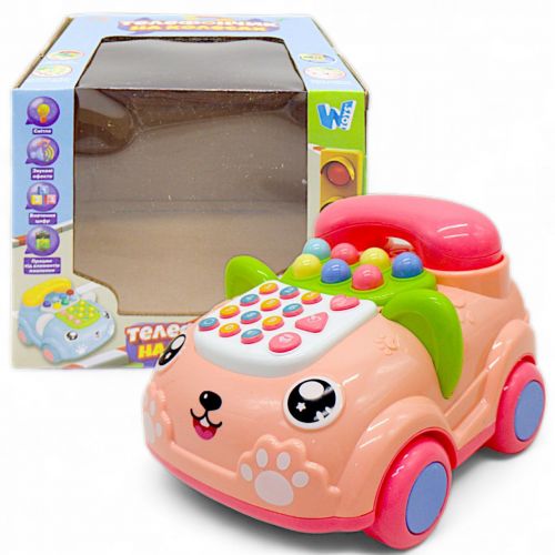 Интерактивная игрушка "Телефончик на колесах", розовый фото