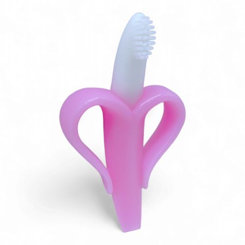 Прорізувач для зубів "Банан-щітка" (рожевий) фото