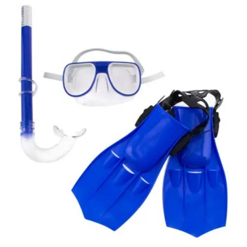 Набор для плавания (маска, трубка, ласты 28-32), синий фото
